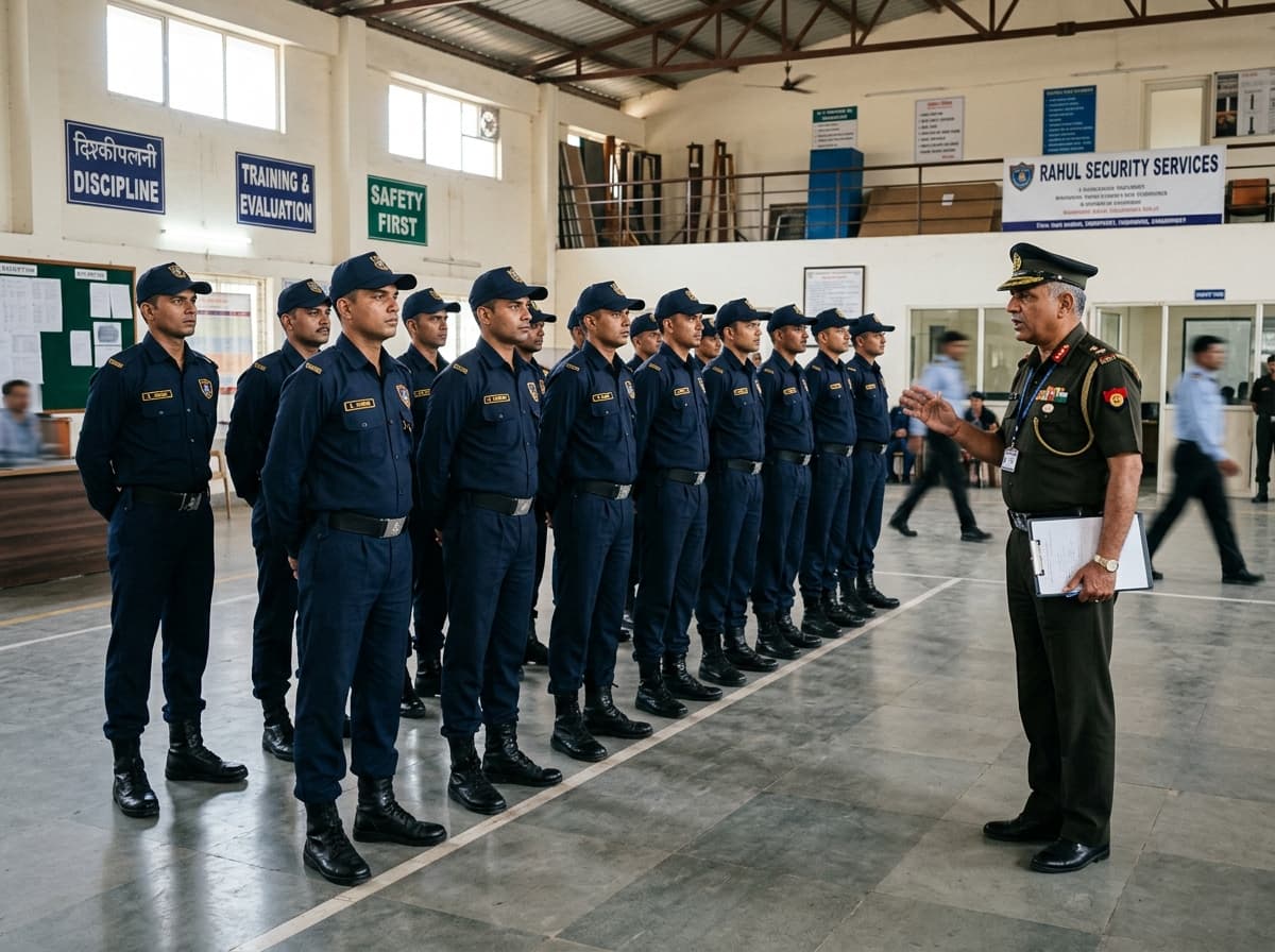 Security personnel lineup and briefing