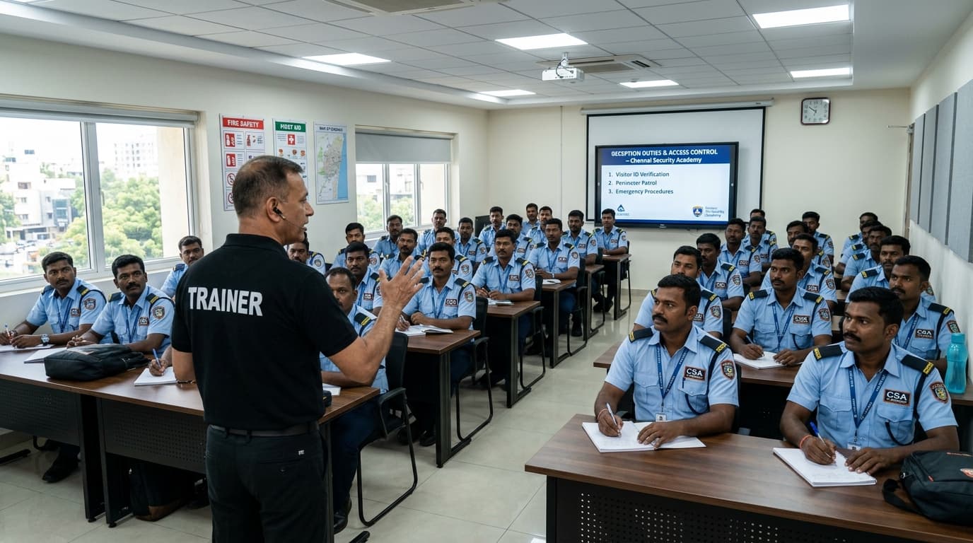 Security Training Classroom Session with Instructor and Trainees in Chennai
