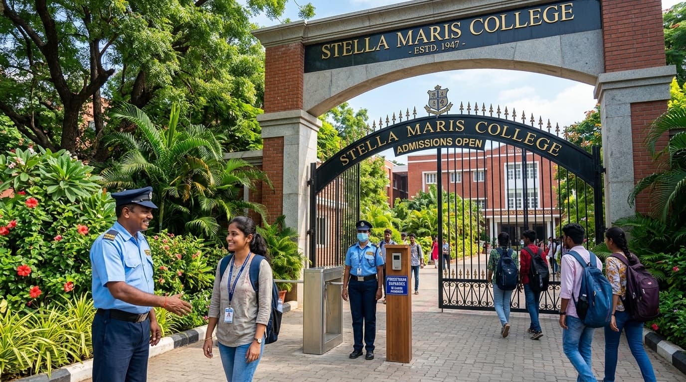 Security guards managing student safety and gate entry at Chennai school campus