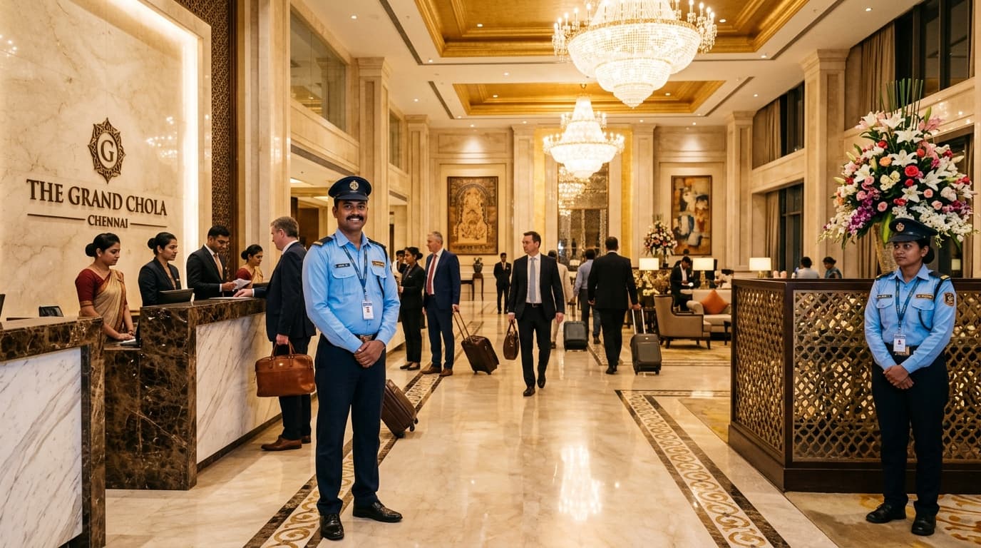 Luxury 5-star hotel lobby security in Chennai
