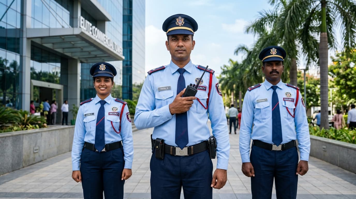 Unique Security Agency trained security personnel on duty in Chennai